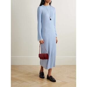 Guest in Residence Knitters Striped Silk/Linen Maxi Dress $485 size L